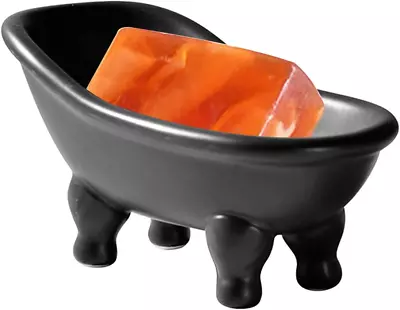 1 Piece 5.6  Ceramic Mini Bathtub Soap Dish Decorative Soap Saver Small Planter • £9.20