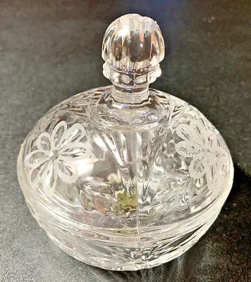 Candy Dish W/Lid 24% Lead Crystal Zajecar Of Yugoslavia Etched Floral VTG • $20.95