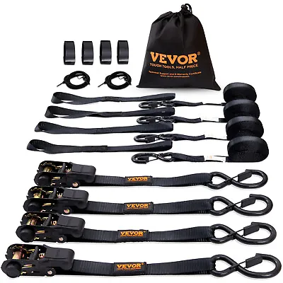 VEVOR 4 Pack 1 X15' Ratchet Tie Down Straps 2200lbs Heavy Duty For Cargo • $26.99