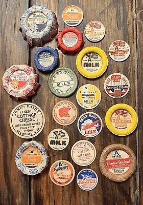 Vintage Glass Milk Bottle Disc Style Caps  Lot Of 21 • $4.25