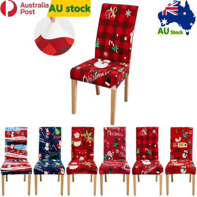 Christmas Stretch Chair Cover Santa Dining Room Seat Cover Party Slipcover Decor • $26.39