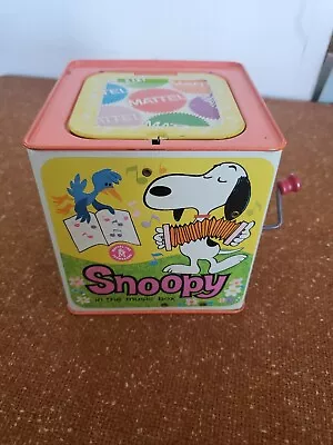 Vintage Mattel 1966 Snoopy In The Music Box ~ Metal ~ Peanuts Jack In The Box • $14.99