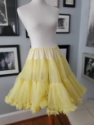 $15 • Buy Vintage Yellow Ruffled 2 Layer Square Dance Petticoat Crinoline Nylon. 24 -36 