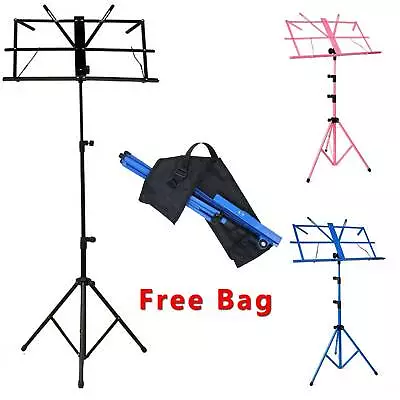 £8.29 • Buy Adjustable Metal Sheet Music Stand Holder Folding Foldable With Black Carry Bag