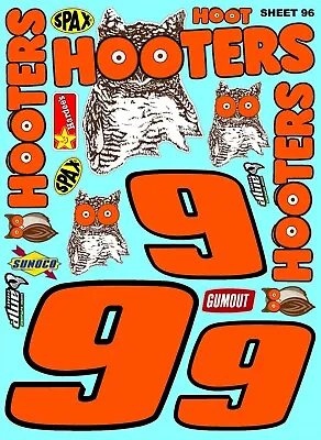 CLEAR VINYL RACING Sticker SHEET 96 Hooters-R/C MODEL Die-cut -Decals 1/12-1/10 • $14.99