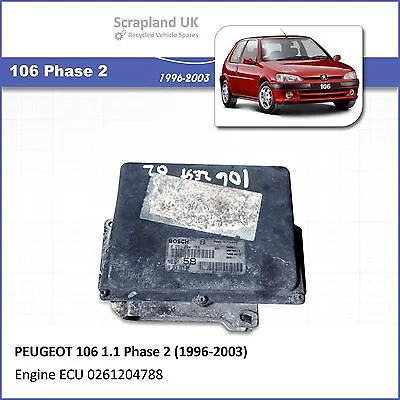 £15 • Buy - PEUGEOT 106 1.1i Phase 2 1996 To 2003 Engine ECU 0261204788