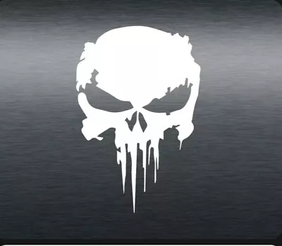 Distressed Punisher Skull  5 Inch White Sticker Decal Vinyl • $4.75