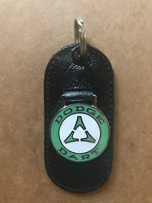 Vintage Leather Car Keychain Vintage Key Ring Key Fob Dodge Dart Green/White NOS • $22