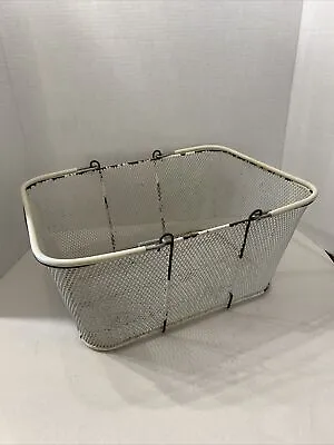 White Wire Metal Shopping Basket Industrial Decor - Vintage • $19.95