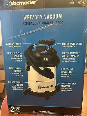 NEW Hart Vacmaster 4 Gallon 3 Peak HP Stainless Steel Wet/Dry Vacuum MVOA407S • $69