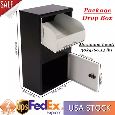 Black Package Delivery Box Mail Parcel Drop Mailbox Home Container Outdoor Porch • $119.70