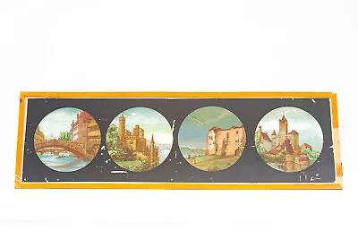 Magic Lantern Slide Ernst Plank 1800s Glass 2 ⅝ X 8 ⅝  4 Castle Scenes V15 • $27.88