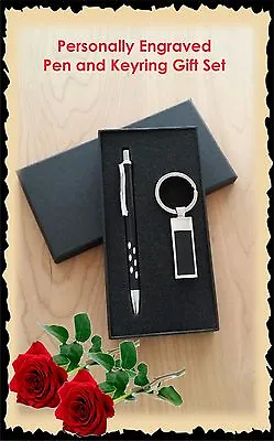 Personalised Mothers Day Metal Pen & Keyring Gift Box Set Engraved Gift For Mum • $17