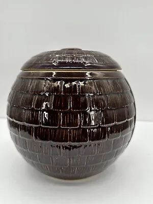 Vintage McCoy Honeycomb Basket Weave Shingle 8  Round Cookie Jar 1930's Chip • $24.50