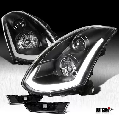 Fit 2003-2007 G35 Coupe Sequential LED Signal Headlights Black W/ Side Marker • $381.88