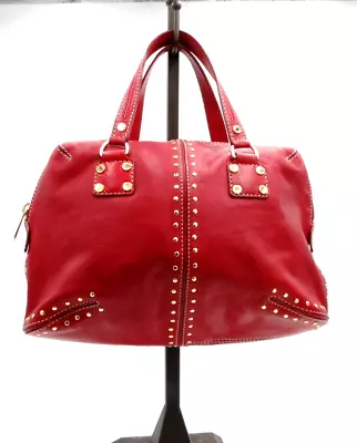 Michael Kors Uptown Astor  Hobo Bag Red Studded Chain Logo Double Handles • $38.66