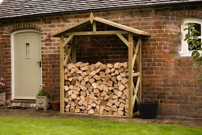 Wooden Wall Log Store Apex Large 2.1 X 0.9m Slatted Floor Pressure Treated • £199.99