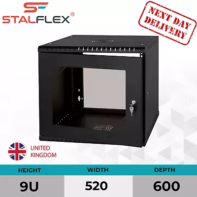 19  9U Server Rack Data Cabinet - Wall Mounted Black Server Rack Network Co • £90.95