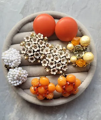 Vtg Earrings LOT Lucite Glass Beads Marvella Beaded Flower Cluster W. Germany • $18.59