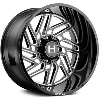 4ea 24x12  Hostile Wheels H116 Jigsaw Blade Cut Black Milled Off Road Rims(S10) • $2904