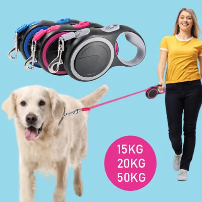 Extra Strong Retractable Dog Lead Extendable Dog Walking Running Leash 3M 5M 8M • £8.95