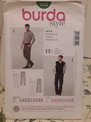 Burda Pattern 7022  Pants/Trousers      Size 34-50 • £2.50