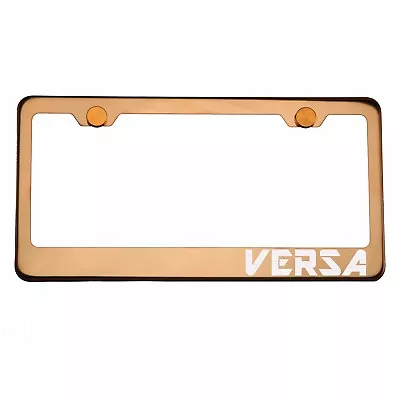 Rose Gold Chrome License Plate Frame VERSA Laser Etched Metal Screw Cap • $31.99