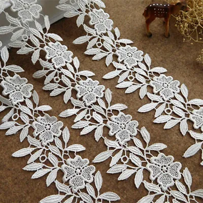 Guipure Bridal Dress Craft Lace Edging Embroidery Flower Plant Costume Ribbon 1M • £2.99