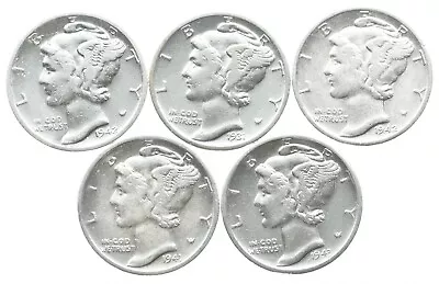 High Grade Lot 1942-S 1931 1942 1941-S 1943 Mercury Dime Collection *348 • $7