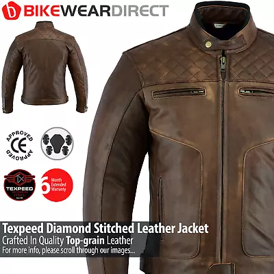  Leather Motorbike Motorcycle Jacket Touring Brown With Genuine CE Biker Armour • $111.89