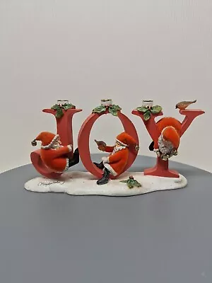 Hallmark Christmas JOY Candle Holder Santa Marjolein Bastin Nature's Sketchbook • $9.99