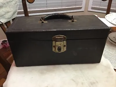 Vintage SHERMAN KLOVE CO. / SK Leather Handle  Tool Box W Fold Out Tray • $79