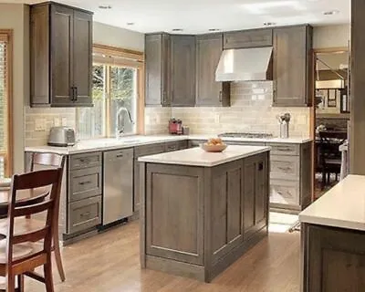All Wood RTA 10X10 Winchester Grey Kitchen Cabinets + Flat Panel Door Style Gray • $5999.99