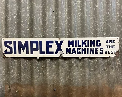 SIMPLEX MILKING MACHINES Genuine Vintage Australian Enamel Sign Farming • $279