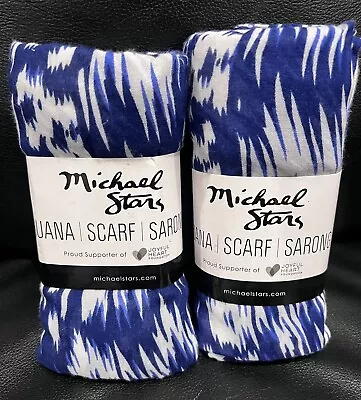 Lot Of 2: Michael Stars Brushed Batik Ruana Blue White Scarf Sarong Poncho. New! • $8.99