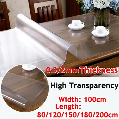 £10.59 • Buy 0.5/2.0mm 50-220CM Clear Transparent Vinyl PVC Tablecloth Table Protector Cover