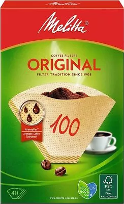 Melitta Coffee Filters Size 100 Natural Brown (Pack Of 40 Filters) • £2.99