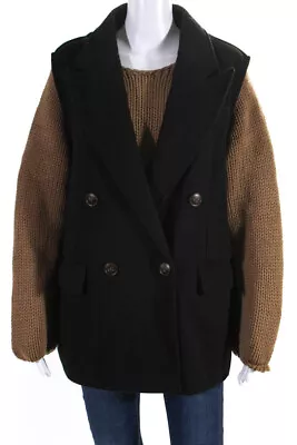 Zara Womens Sweater Black Double Breasted Sleeveless Vest Jacket Size XL L Lot 2 • $42.69