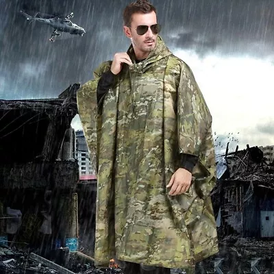 $37.99 • Buy Polyester Impermeable Outdoor Raincoat Waterproof Rain Coat Poncho Cloak Durable
