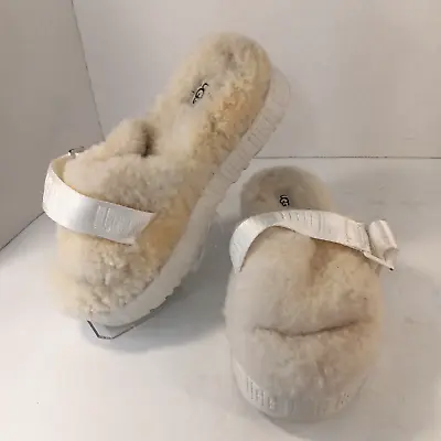 UGG Fluffita Clogs Slippers US 6 See Notes Platform 2  Chunky Sole White Strap • $21