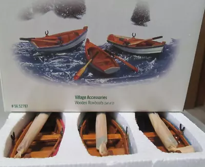 Dept 56 Village Accessories  Wooden Rowboats  Set Of 3 #56.52797 MINT  NIB • £24.09