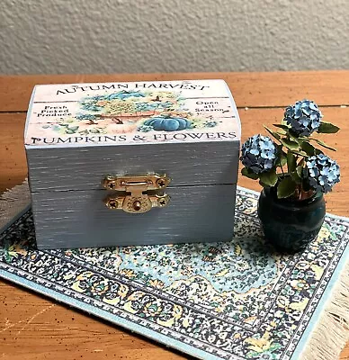 Dollhouse Miniature Furniture Country Farmhouse Blue Trunk. Scale 1/12. • $10