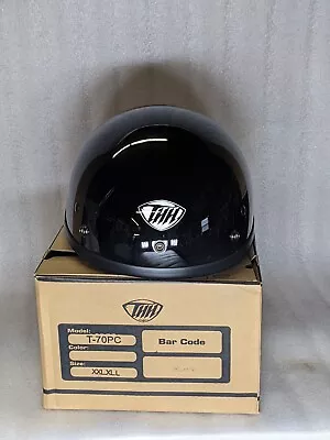 THH Half Motorcycle Bike 1/2 Helmet Helmets Black T-70 DOT Approved W/ Visor XXL • $39.99