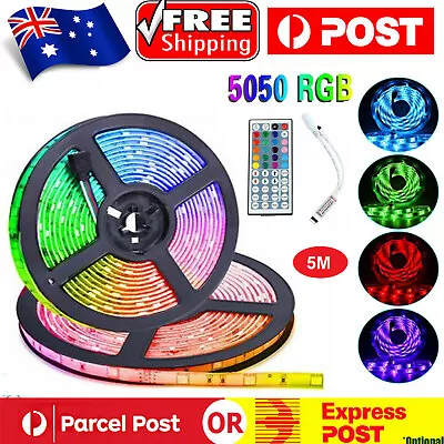 $12.66 • Buy 5M 5050 RGB LED Strip 300Led Lights IP65 12V Waterproof 44 Key IR Remote Control