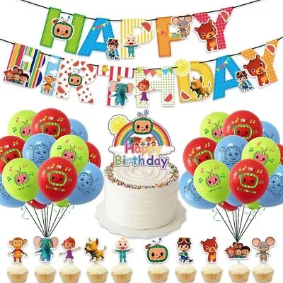 Cocomelon Party Supplies Balloon Happy Birthday Party Decor Banner Cake Topper • $9.19