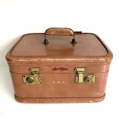Train Case Superfortress Leather Red Tray Cosmetic Make Up Carry-on Luggage Vtg • $37.50