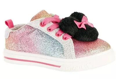 Disney Minnie Mouse Casual Toddler Rainbow Pom Sneaker Shoes Size 9 NEW • $17.99