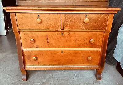 Antique Vintage Birdseye Maple Chest Of Drawers Dresser • $125