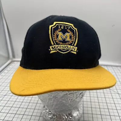 Michigan Wolverines University Of Hat Cap Vintage Snapback Nutmeg Rare Print • $9.16