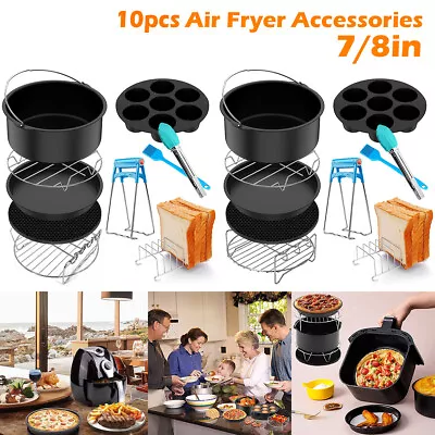 10 Pcs Air Fryer Accessories Set With Cake Basket Pizza Pan Stainless Mosyk • $39.69